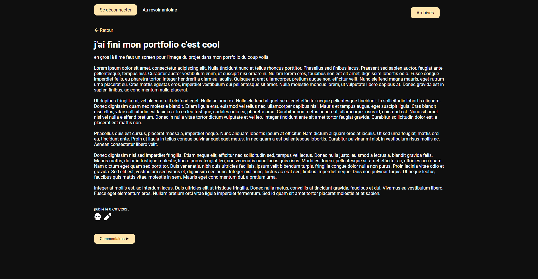 page du blog